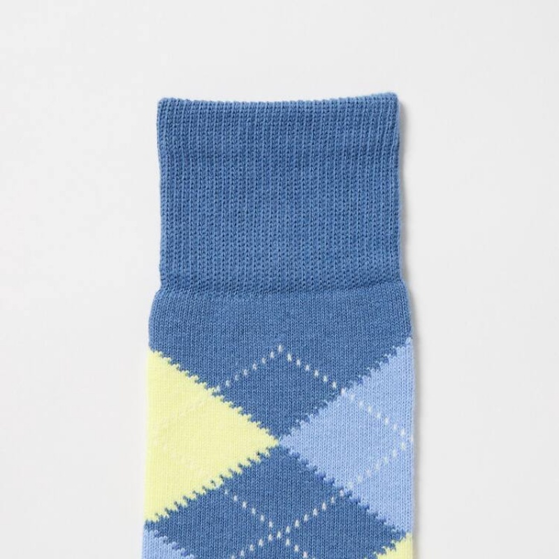 Uniqlo Argyle Patterned Calzini Blu | ULTWHA913