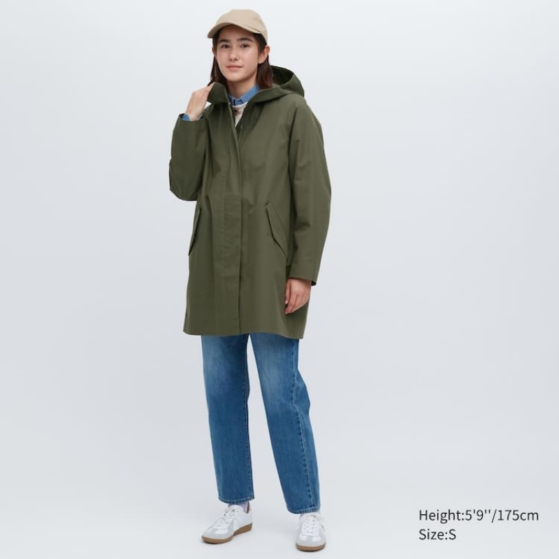 Uniqlo Blocktech Half Cappotti Verde Oliva | JAMXQP291