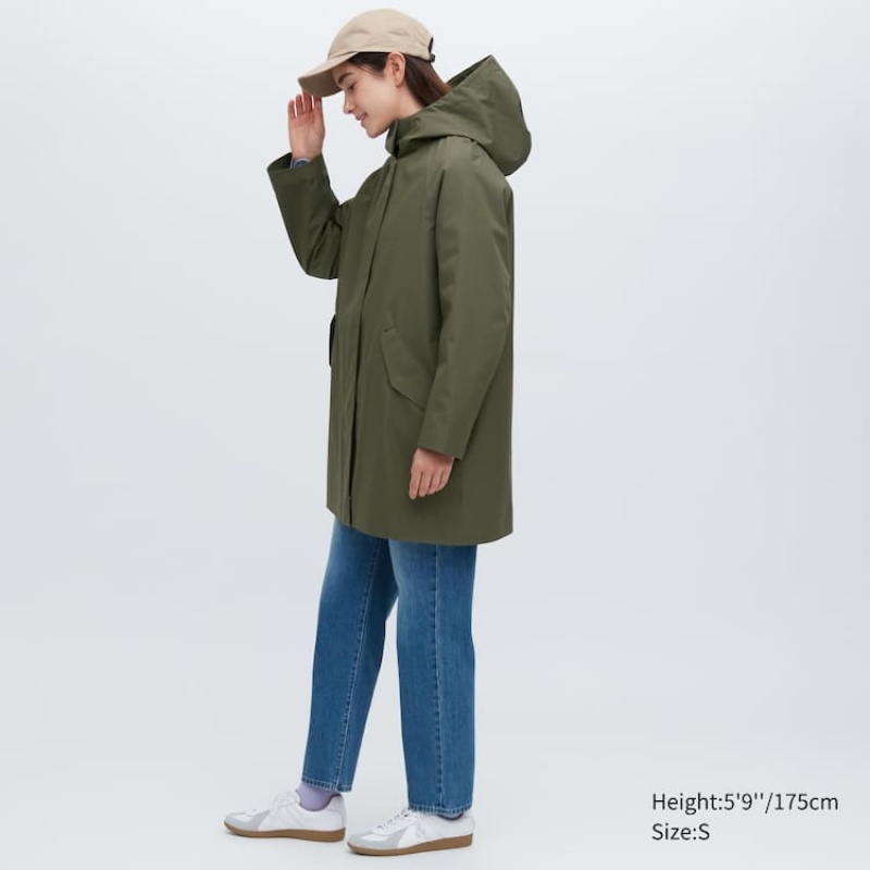 Uniqlo Blocktech Half Cappotti Verde Oliva | JAMXQP291