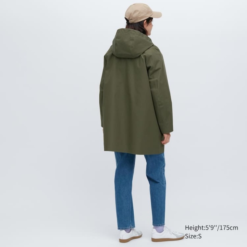 Uniqlo Blocktech Half Cappotti Verde Oliva | JAMXQP291