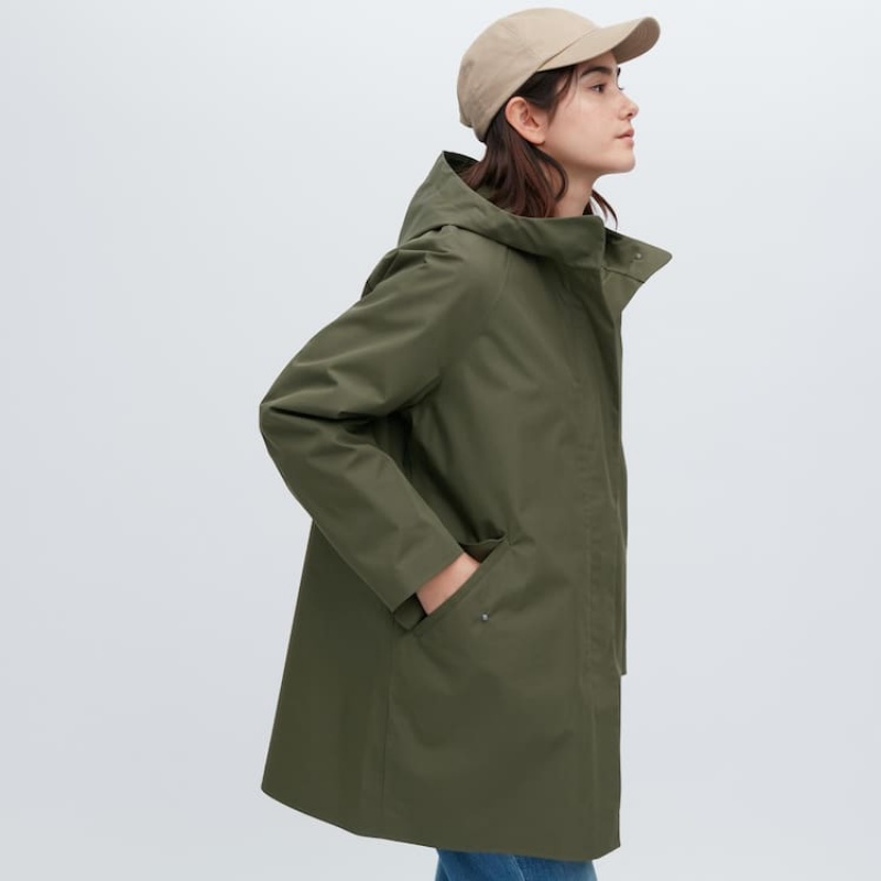 Uniqlo Blocktech Half Cappotti Verde Oliva | JAMXQP291