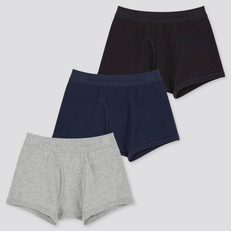 Uniqlo Boxer (Three Pack) Biancheria Intima Ragazza Grigie Blu Nere | EVBZKA298