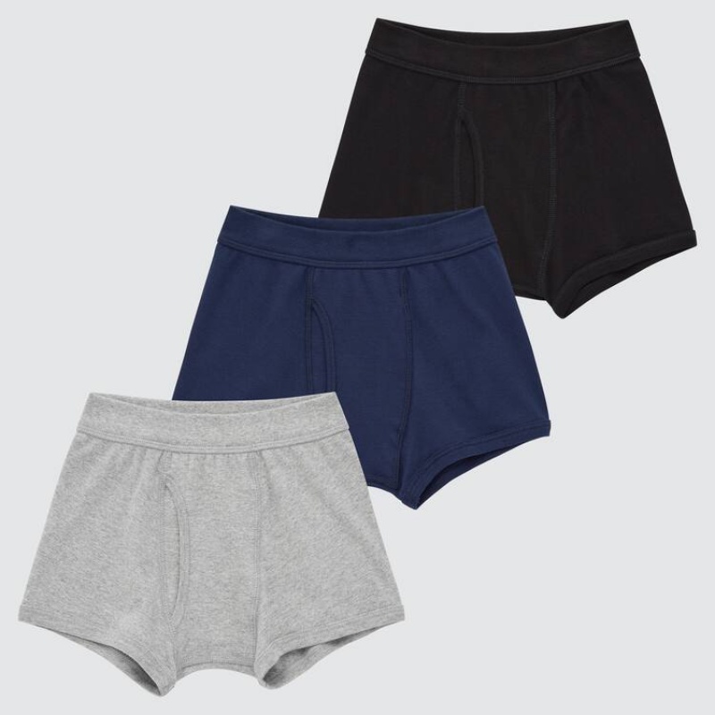 Uniqlo Boxers (Three Pack) Biancheria Intima Ragazza Grigie Blu Nere | MOKEZC039