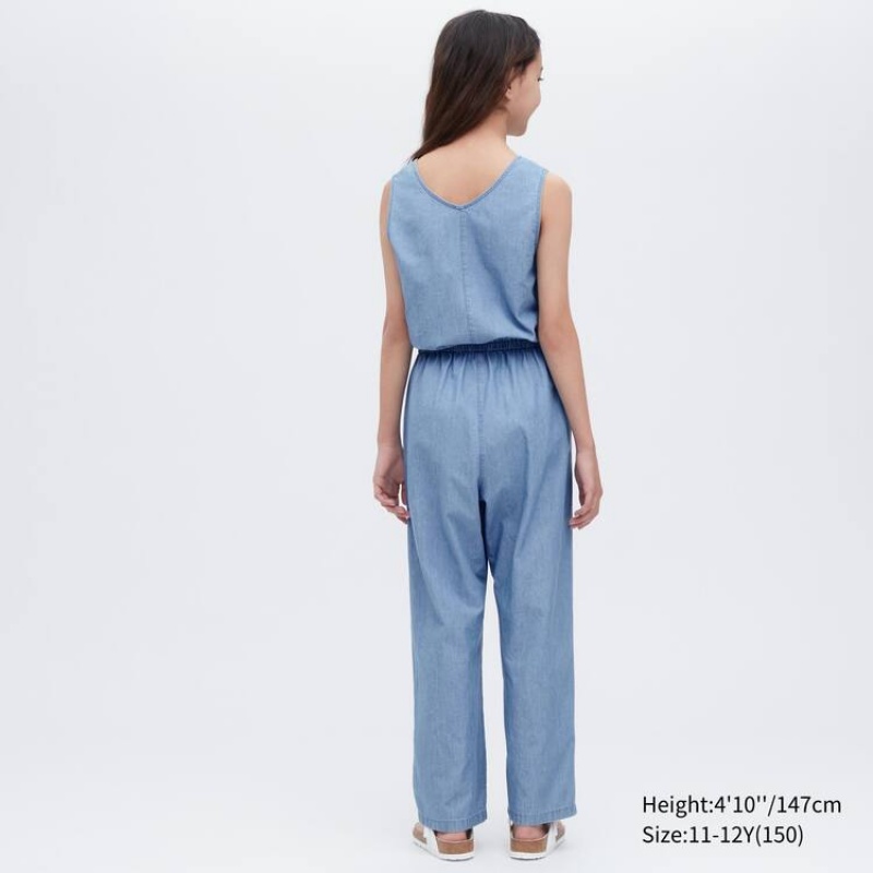 Uniqlo Chambray Jumpsuit Ragazza Blu | XMCSHZ901