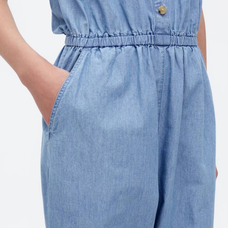 Uniqlo Chambray Jumpsuit Ragazza Blu | XMCSHZ901