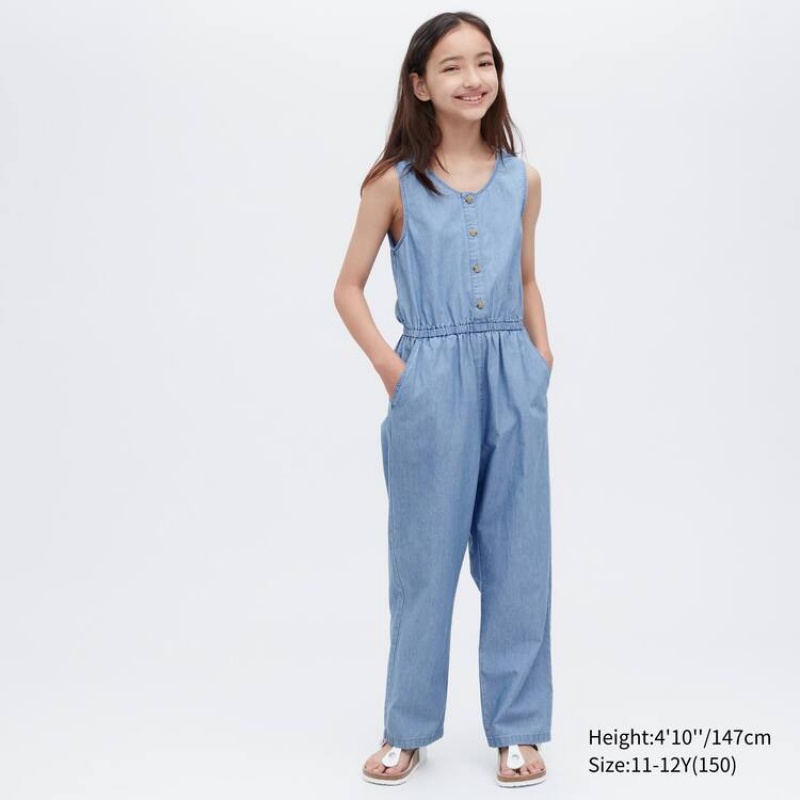 Uniqlo Chambray Jumpsuit Ragazza Blu | XMCSHZ901