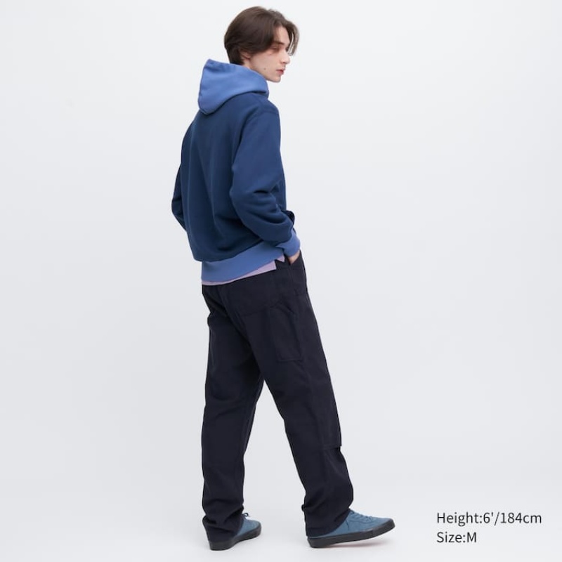 Uniqlo Colour Block Sweat Pullover Felpa con Cappuccio Blu | NXRHFM370