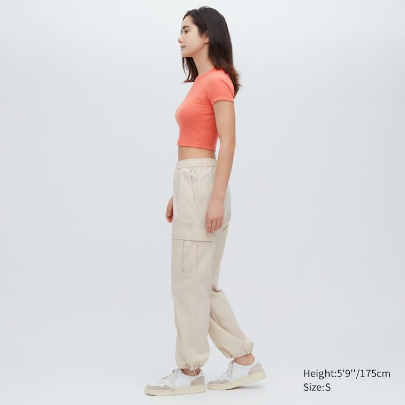 Uniqlo Costine Cropped Crew Neck Magliette Arancioni | SHWMPZ740