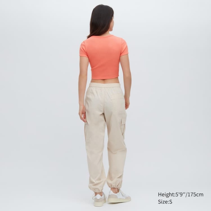 Uniqlo Costine Cropped Crew Neck Magliette Arancioni | SHWMPZ740