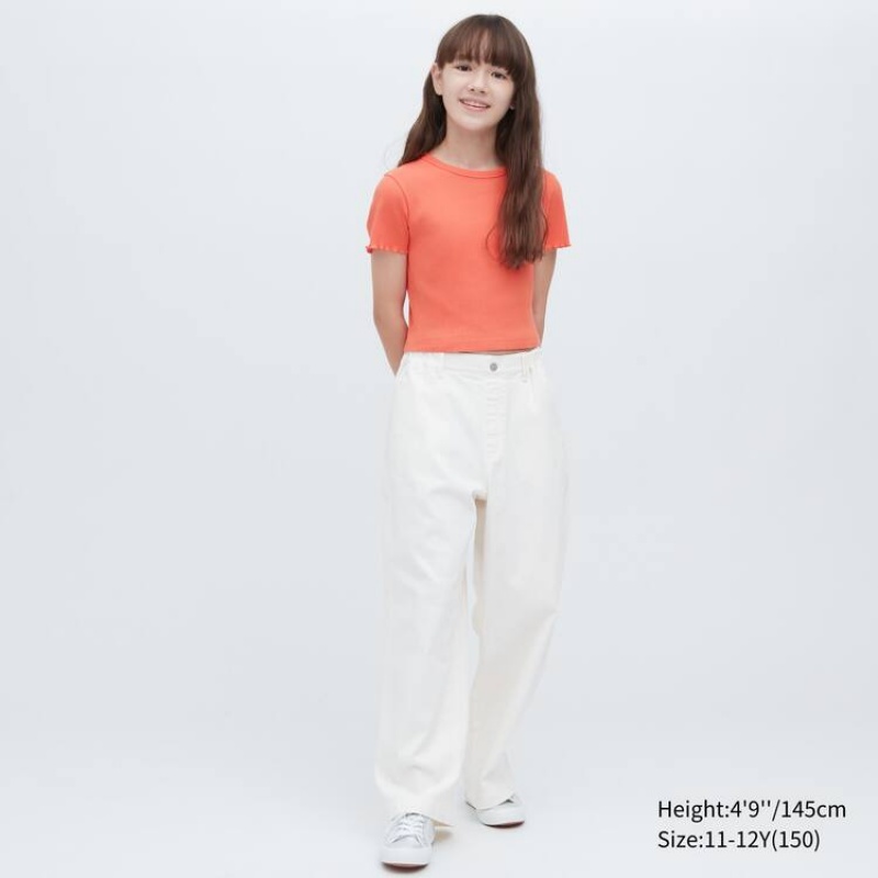 Uniqlo Costine Cropped Magliette Ragazza Arancioni | VGSXPW768