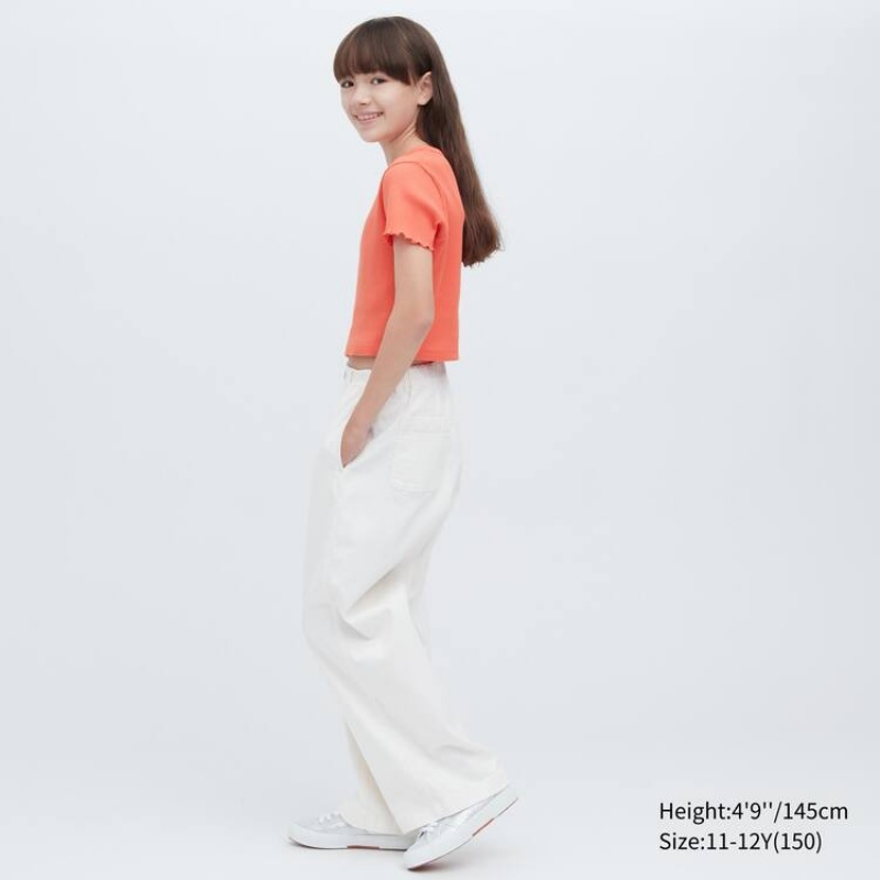 Uniqlo Costine Cropped Magliette Ragazza Arancioni | VGSXPW768