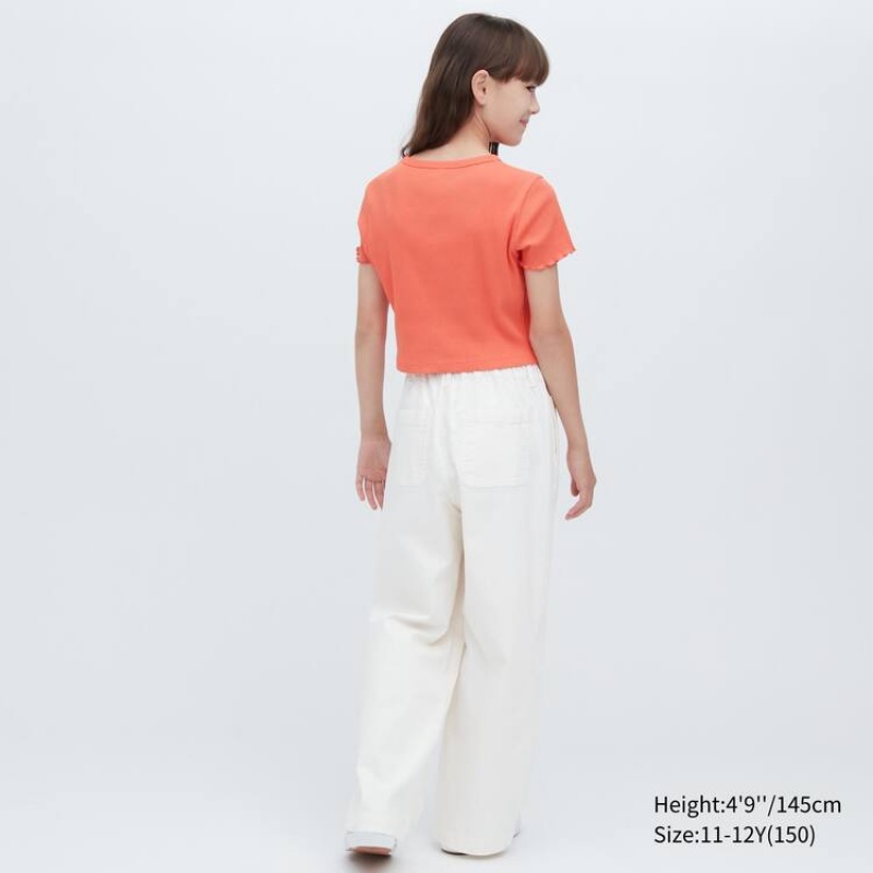 Uniqlo Costine Cropped Magliette Ragazza Arancioni | VGSXPW768