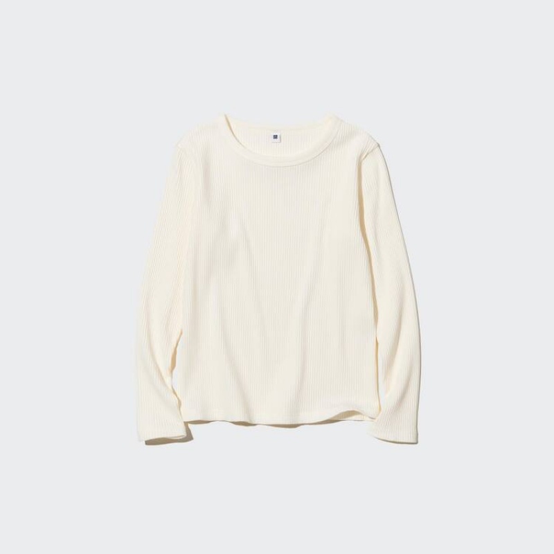 Uniqlo Costine Long Sleeved Magliette Ragazza Bianche | CYXTRV256