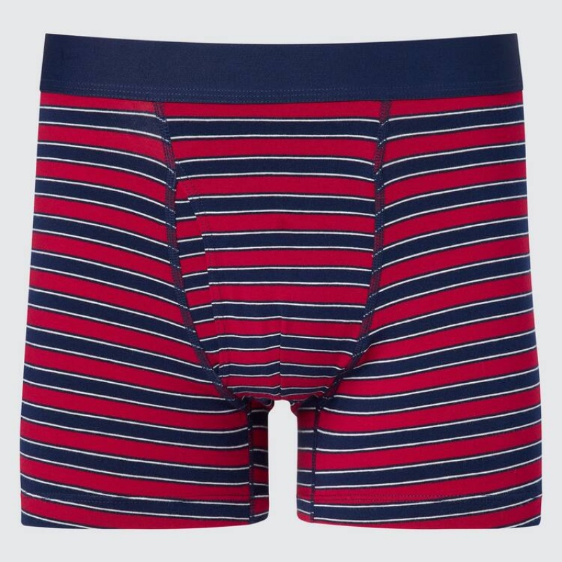 Uniqlo Cotone A Strisce Boxer Biancheria Intima Rosse | XOTASG156