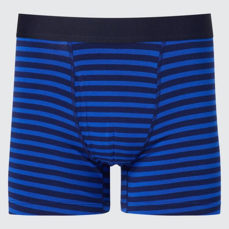 Uniqlo Cotone A Strisce Boxer Biancheria Intima Blu Marino | CSVAFK405