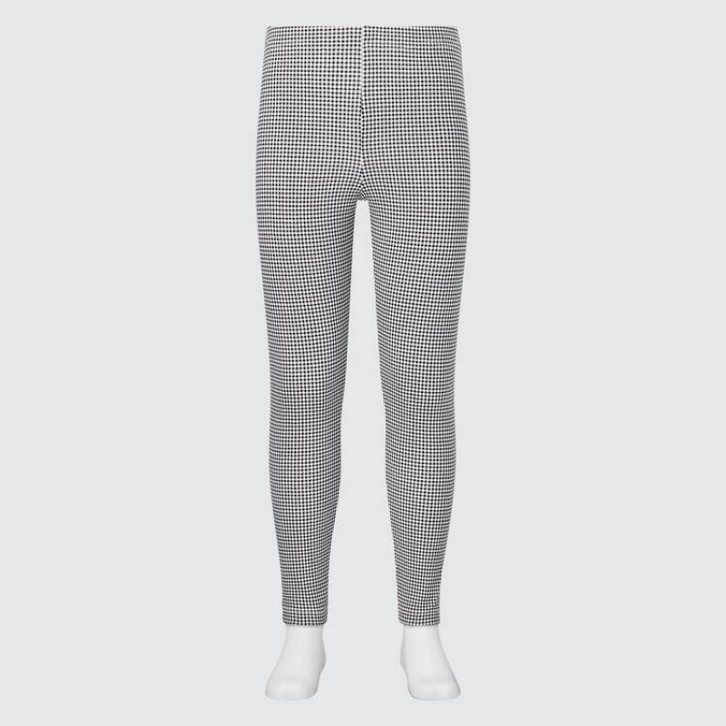 Uniqlo Cotone Checked Leggings Ragazza Nere | GEIDZU720