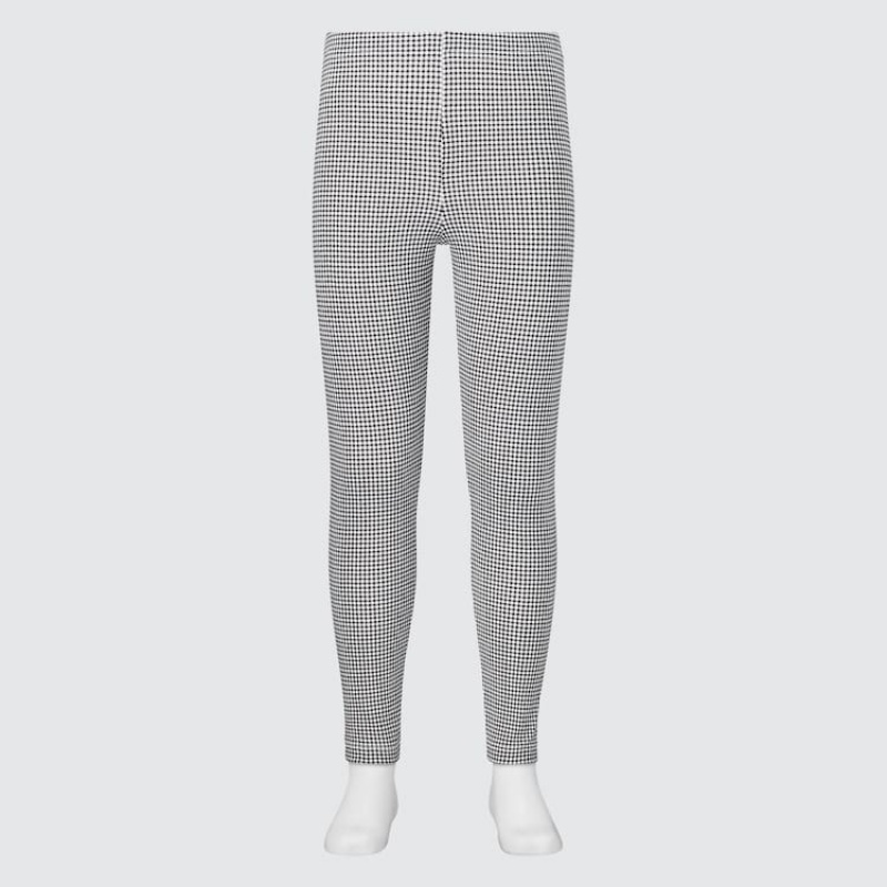 Uniqlo Cotone Checked Leggings Ragazza Nere | ZKCSEO789