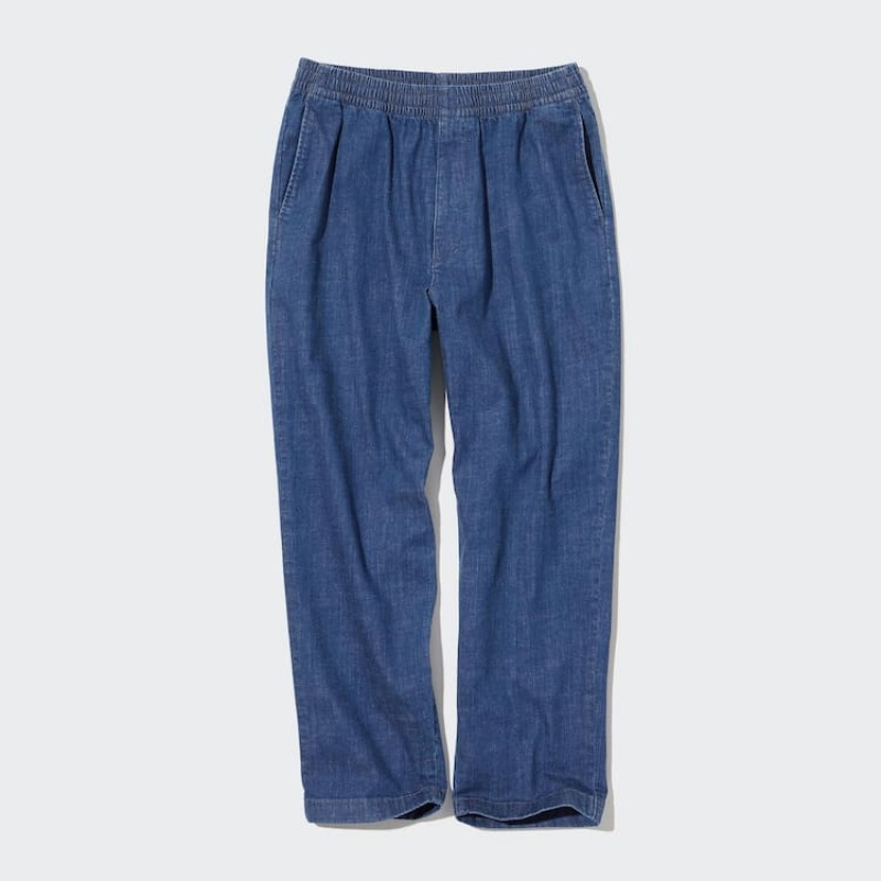 Uniqlo Cotone Denim Relaxed Fit Ankle Length Loungewear Blu | GDKZNI351