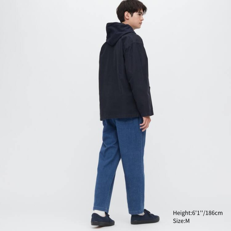 Uniqlo Cotone Denim Relaxed Fit Ankle Length Pantaloni Blu | WEMOSU857