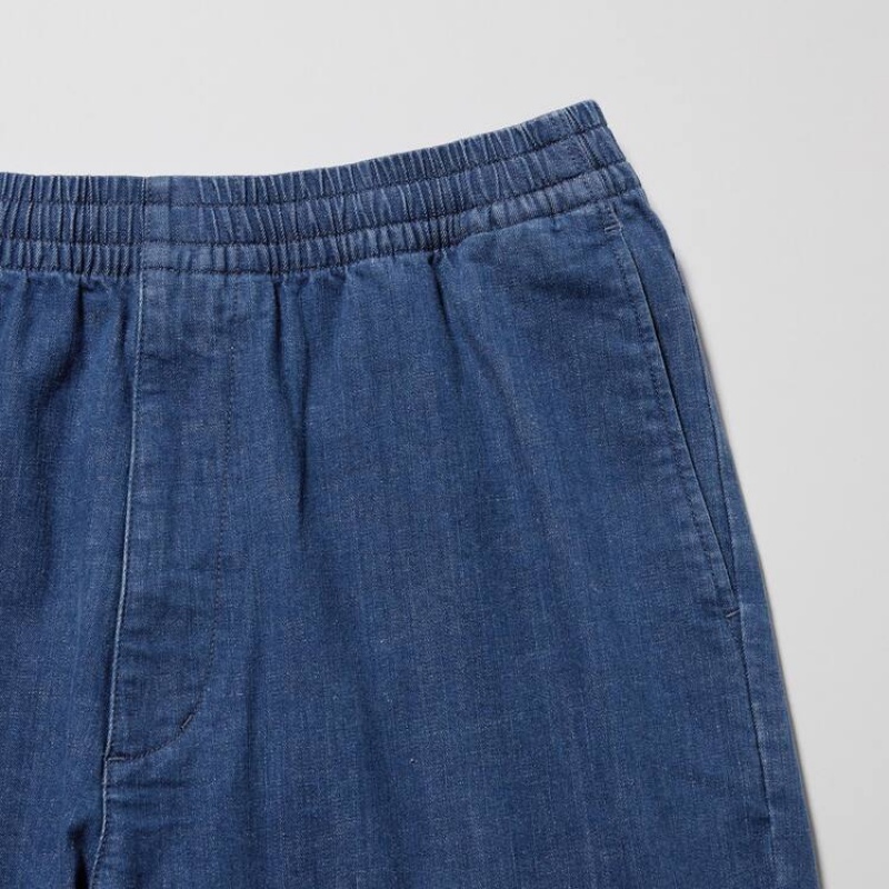 Uniqlo Cotone Denim Relaxed Fit Ankle Length Pantaloni Blu | WEMOSU857