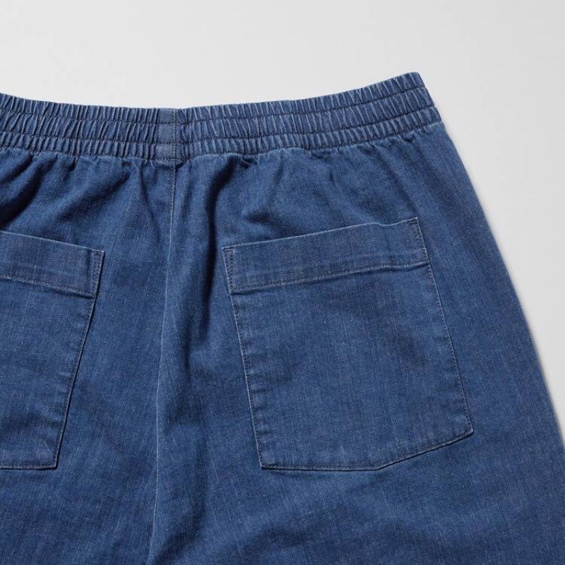 Uniqlo Cotone Denim Relaxed Fit Ankle Length Pantaloni Blu | WEMOSU857