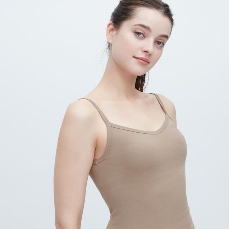 Uniqlo Cotone Pizzo Camisole Gilet Khaki | DAZSME895