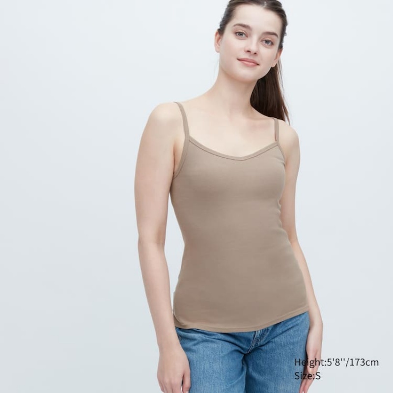 Uniqlo Cotone Pizzo Camisole Gilet Khaki | DAZSME895