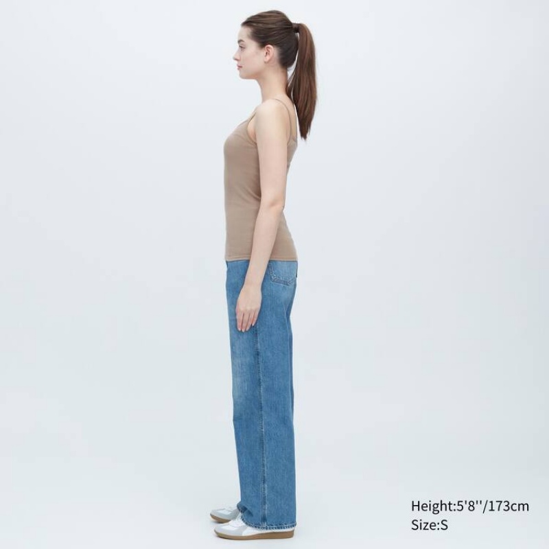 Uniqlo Cotone Pizzo Camisole Top Khaki | YAQUGR341