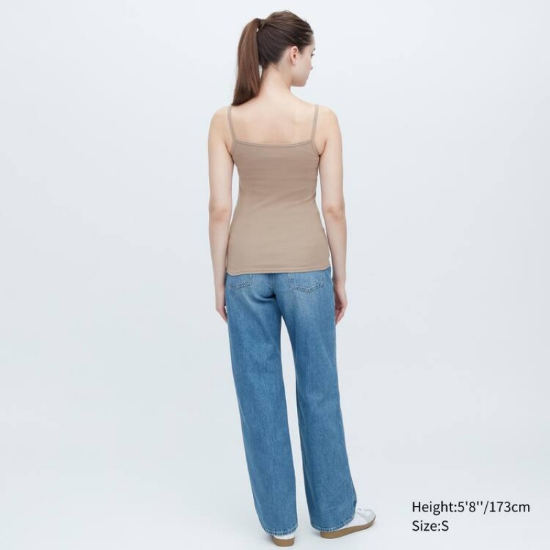 Uniqlo Cotone Pizzo Camisole Top Khaki | YAQUGR341