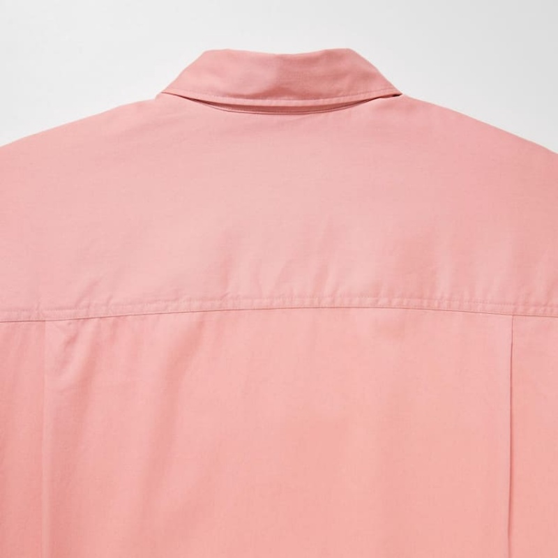 Uniqlo Cotone Twill Oversized Long Sleeved Camicie Rosa | IKVXSQ156