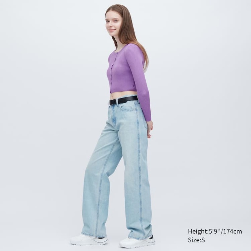 Uniqlo Cropped Crew Neck Cardigan Viola | ACBING420