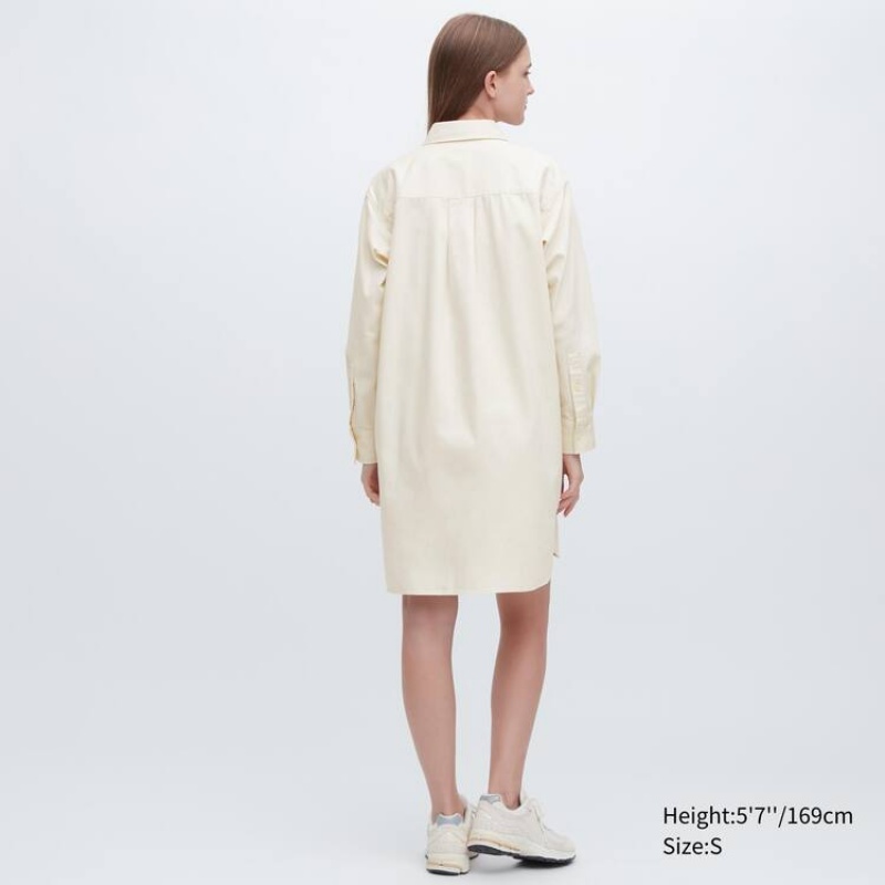 Uniqlo Denim Long Sleeved Vestito Bianche | PIQRTX327