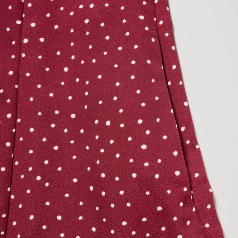 Uniqlo Dotted V Neck Long Sleeved Mini Vestito Rosse | CJFOMR079