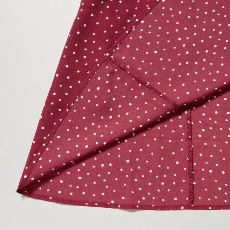 Uniqlo Dotted V Neck Long Sleeved Mini Vestito Rosse | CJFOMR079