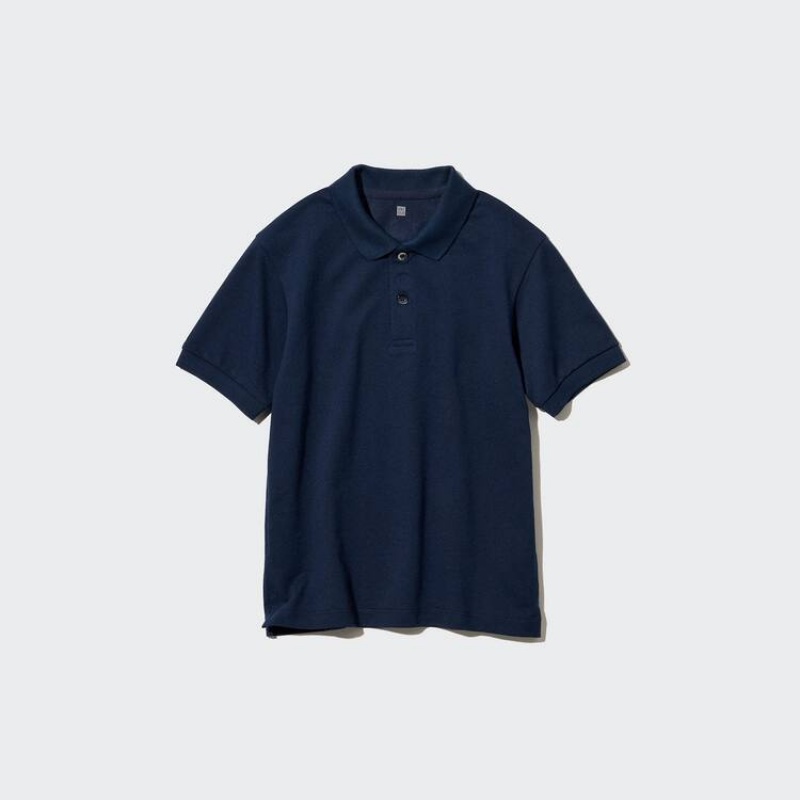 Uniqlo Dry Piqué Magliette Polo Ragazza Blu Marino | CZUQVJ978