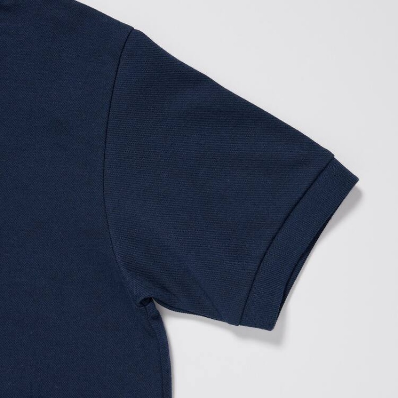 Uniqlo Dry Piqué Magliette Polo Ragazza Blu Marino | CZUQVJ978