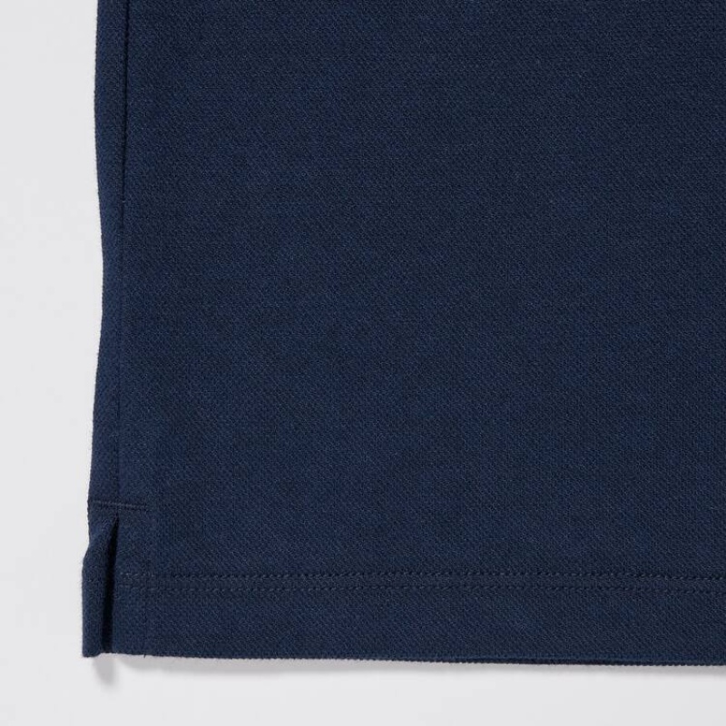 Uniqlo Dry Piqué Magliette Polo Ragazza Blu Marino | CZUQVJ978