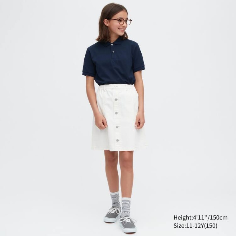 Uniqlo Dry Piqué Magliette Polo Ragazza Blu Marino | CZUQVJ978