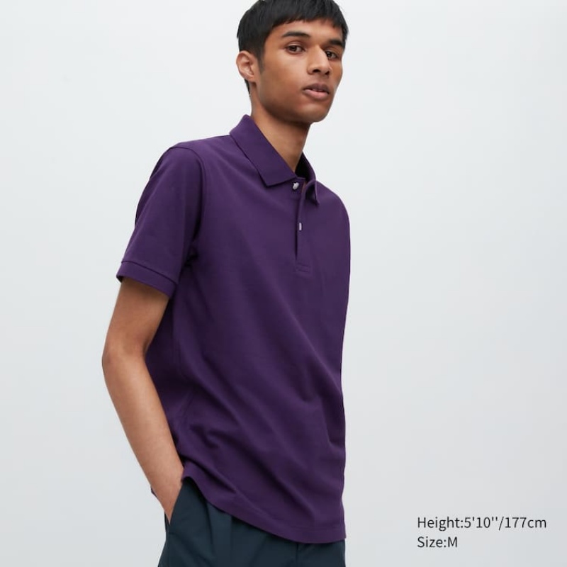 Uniqlo Dry Piqué Magliette Polo Viola | OJPKSR764