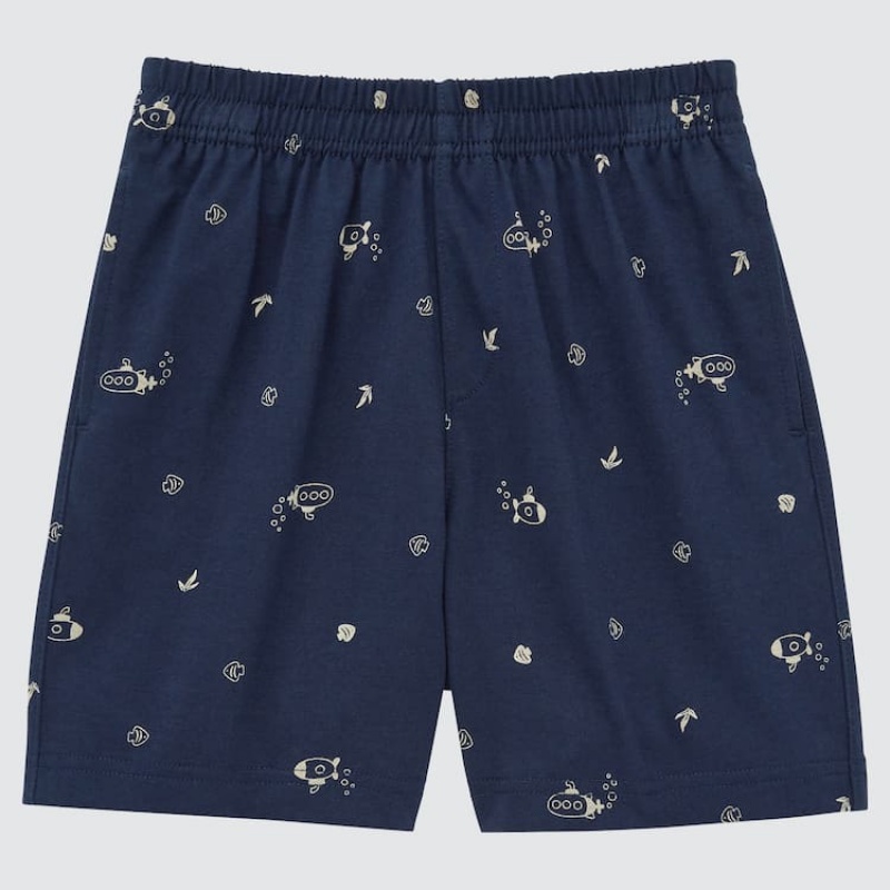 Uniqlo Dry Printed Pantaloncini Neonato Blu Marino | XPWANC230