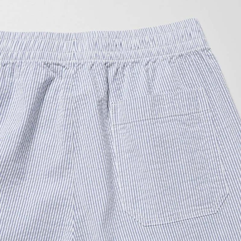 Uniqlo Dry Stretch Seersucker Easy Pantaloncini Blu | XAOEMR718