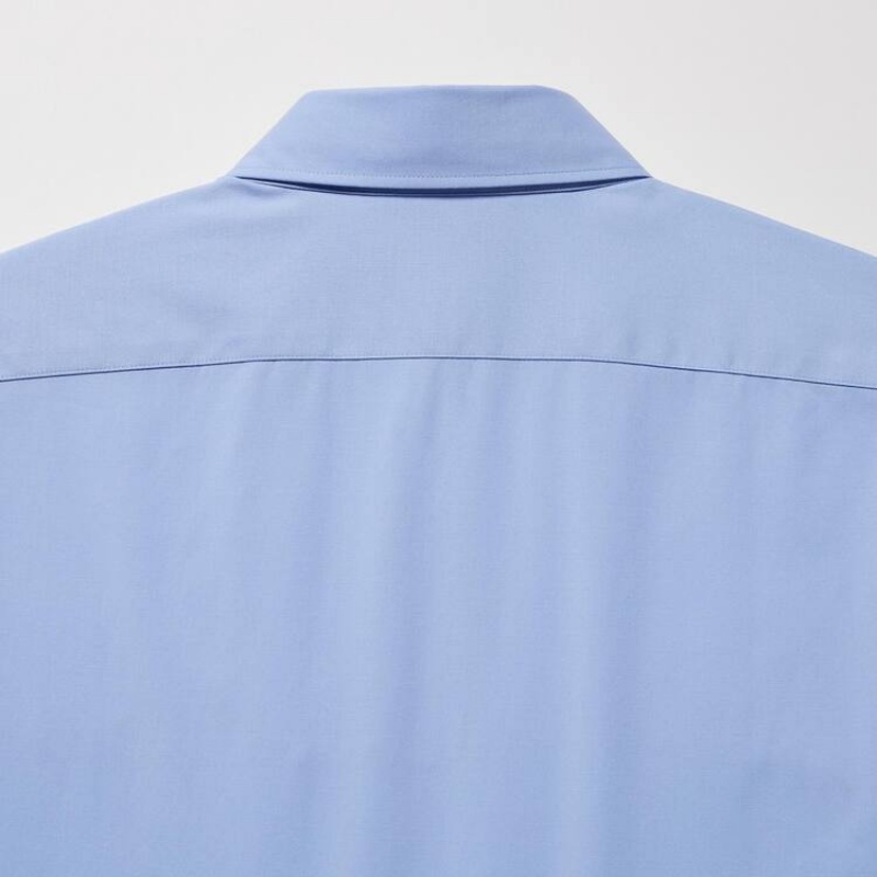 Uniqlo Easy Care Broadcloth Stretch Slim Fit (Regular Collar) Camicie Blu | MDRUCL816