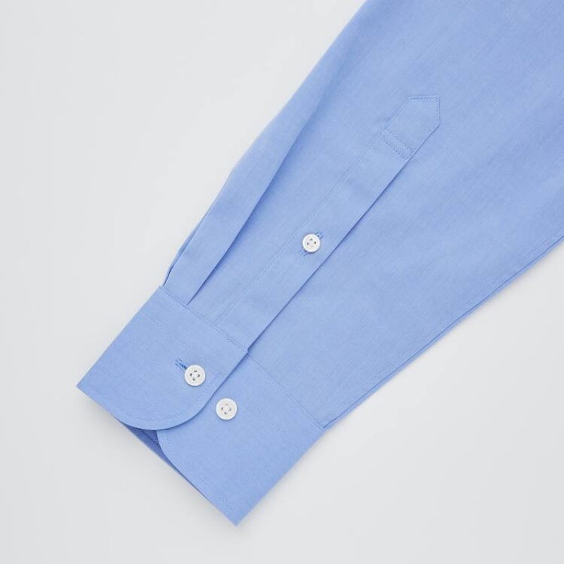 Uniqlo Easy Care Broadcloth Stretch Slim Fit (Regular Collar) Camicie Blu | POGJIU152