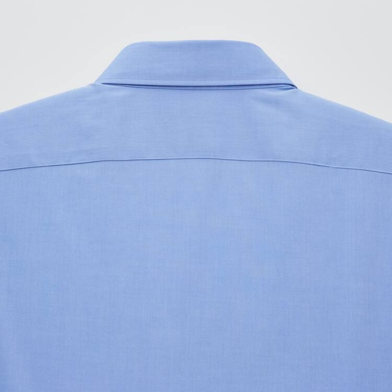 Uniqlo Easy Care Broadcloth Stretch Slim Fit (Regular Collar) Camicie Blu | POGJIU152