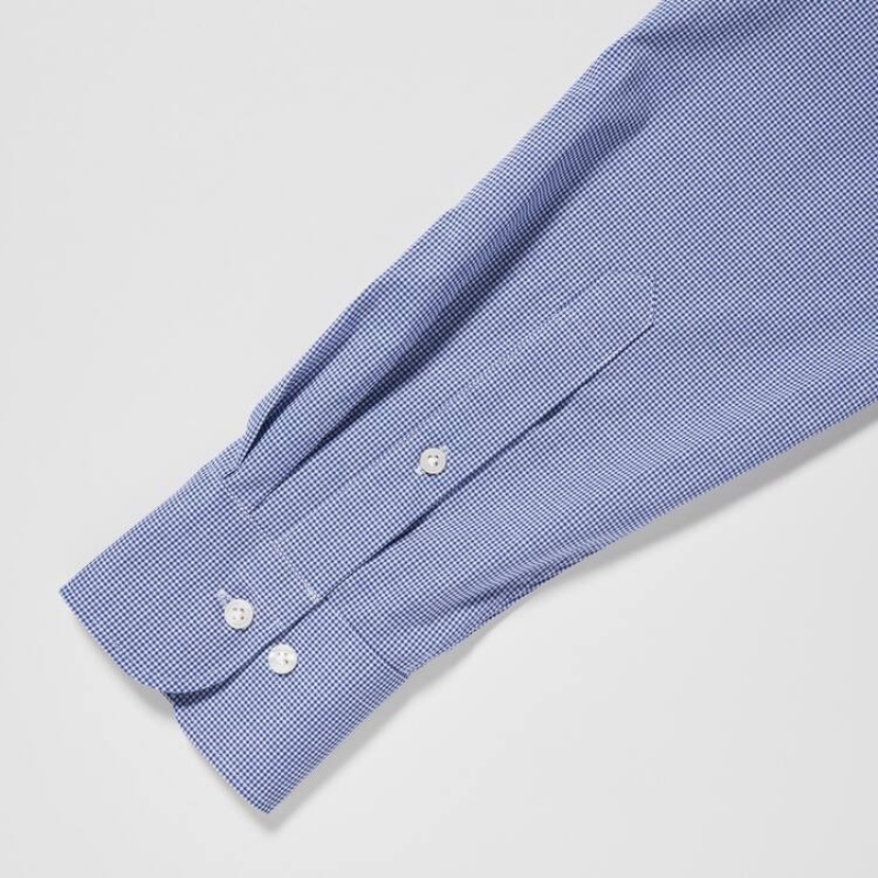 Uniqlo Easy Care Broadcloth Stretch Slim Fit (Semi-cutaway Collar) Camicie Blu | CFPQTO493