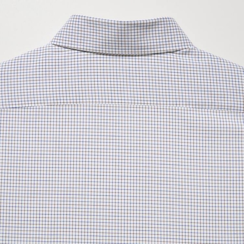 Uniqlo Easy Care Stretch Slim Fit Checked (Button-down Collar) Camicie Marroni | OZVMFE602