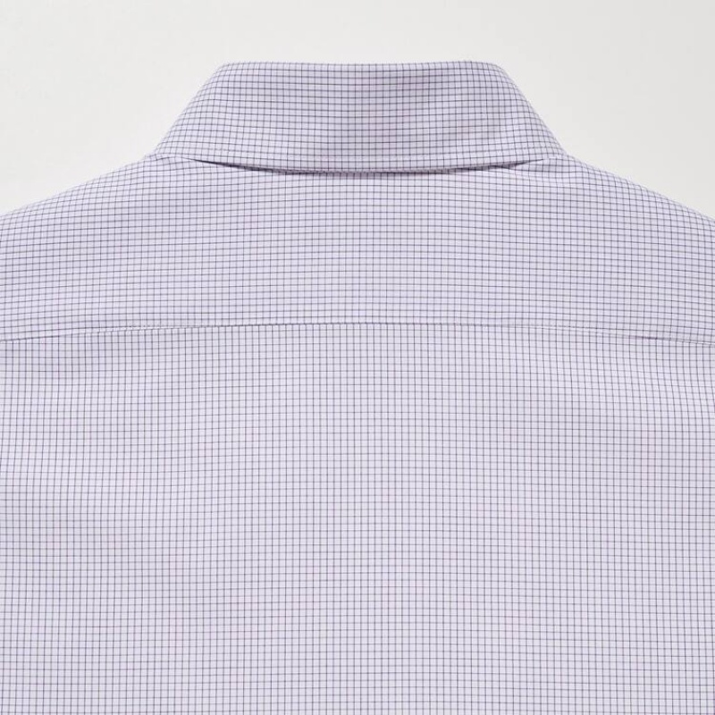 Uniqlo Easy Care Stretch Slim Fit Checked (Button-down Collar) Camicie Viola | BXQRWD042