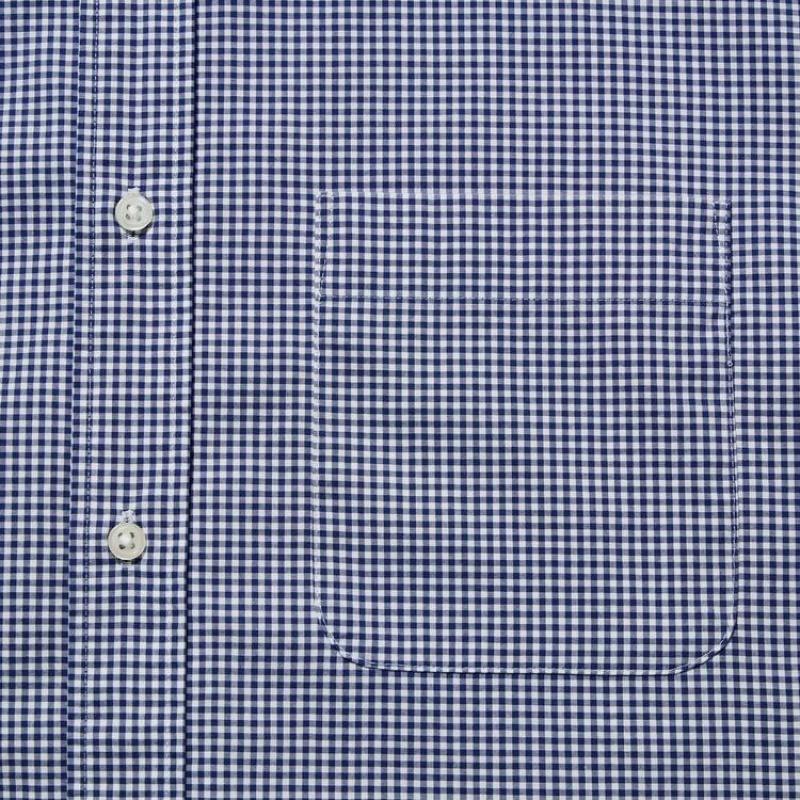 Uniqlo Extra Fine Cotone Broadcloth Checked (Button-down Collar) Camicie Blu | UDNMGK489