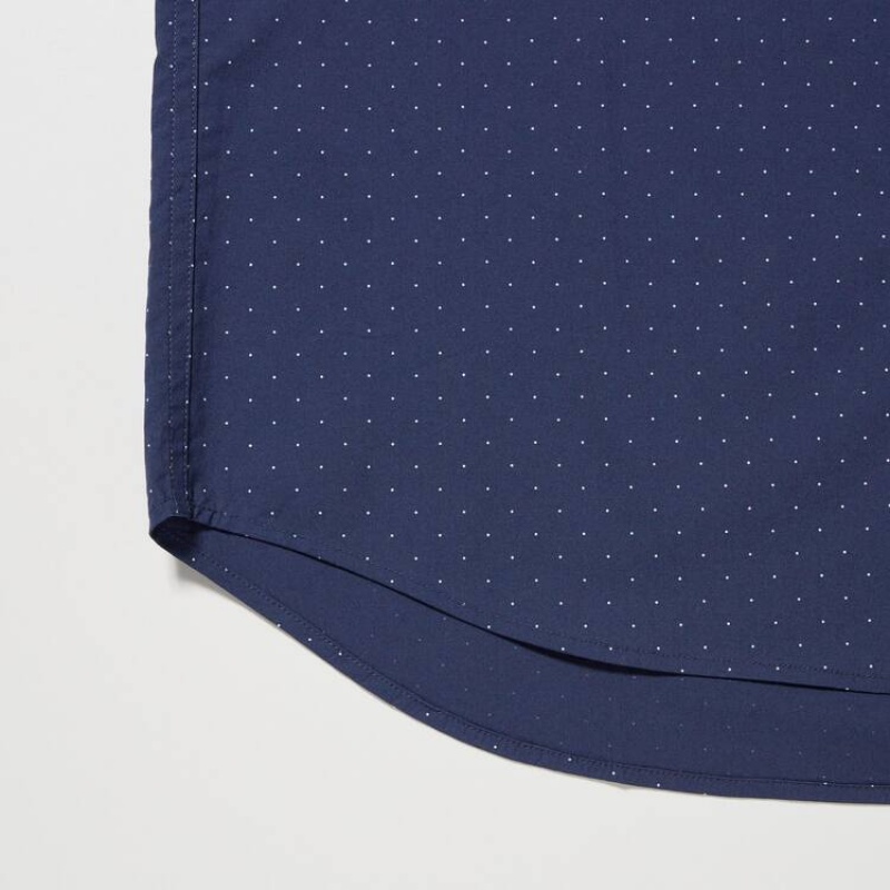 Uniqlo Extra Fine Cotone Broadcloth Regular Fit Printed (Regular Collar) Camicie Blu | ZHVLIJ695