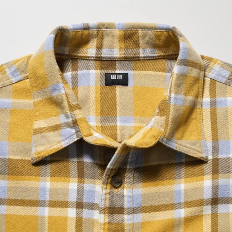 Uniqlo Flannel Checked Regular Fit (Regular Collar) Camicie Gialle | RVYDSA324